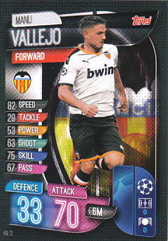 Manu Vallejo Valencia CF 2019/20 Topps Match Attax CL #VAL12